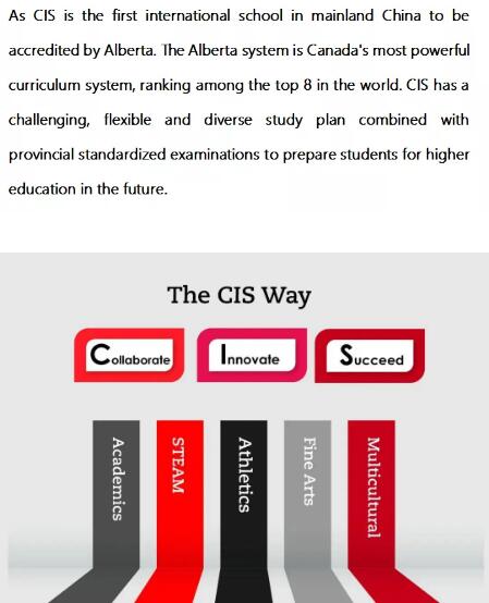 CIS作為中國大陸首家獲艾伯塔省認證的國際學校